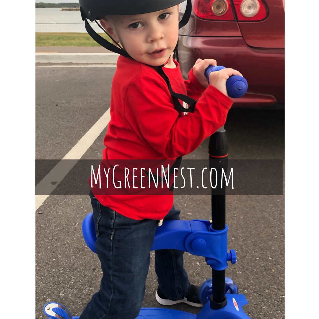 Abram On His New Scooter After Night Training